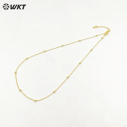 WT-N1058 New Coming Fashion Real Gold Plating Chain Necklace Beads Brass Necklace Chain
