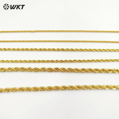 WT-BFN024 WKT Special Yellow Brass Chain Necklace Fashion Choker Jewelry Accessories Durable Decoration Twisted Chain