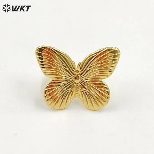 WT-R544 Simple and ELegant Fresh Design 18k Gold Plated Women Adjustable Brass Made Butterfly Ring Advanced Sale Classy Hot Sale