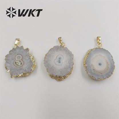 WT-P775 Wholesale Healing Spirit Quartz Solar Stalactite Quartz Pendant, Fashion Gold Dipped Stone Stalactite Quartz Pendant
