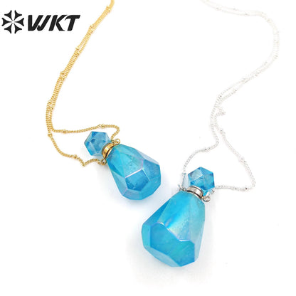 WT-N1367 Perfume Bottle Exquisite Necklace Natural Spar Aura Electroplated Colorful Pendant As Women Gifts Crystal Necklace