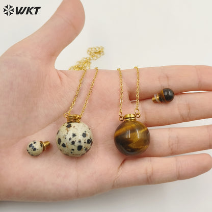WT-N1442 WKT Best 2023 Newest Natural Aura Cluster Quartz Women Simple Hoop Aura Perfume Bottle Necklace