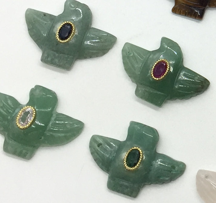 WT-P2147 Wonderful Trendy Colorful Zircon And Natural Gemstones Pigeon Shape Gold Pendants For Women Necklace DIY Making