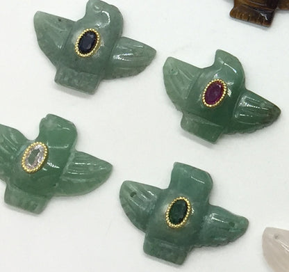 WT-P2147 Wonderful Trendy Colorful Zircon And Natural Gemstones Pigeon Shape Gold Pendants For Women Necklace DIY Making