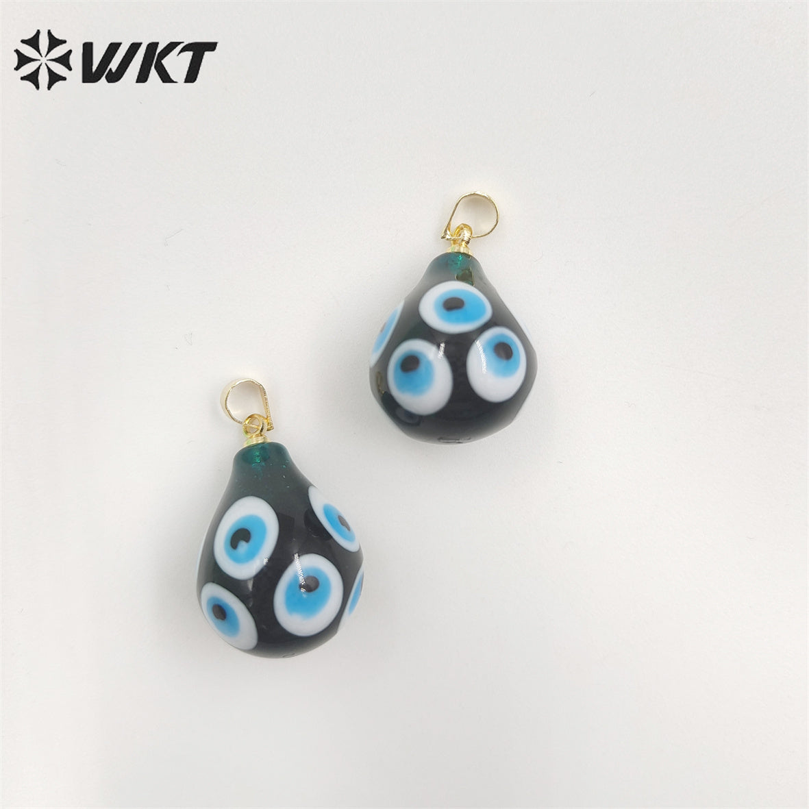 WT-P1887 Wholesale Fashion Evil Eye Drop Pendant Gold Jewelry Accessory Teardrop Ceramic Turkey Eye Pendant for Earringm Making