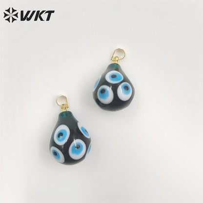 WT-P1887 Wholesale Fashion Evil Eye Drop Pendant Gold Jewelry Accessory Teardrop Ceramic Turkey Eye Pendant for Earringm Making
