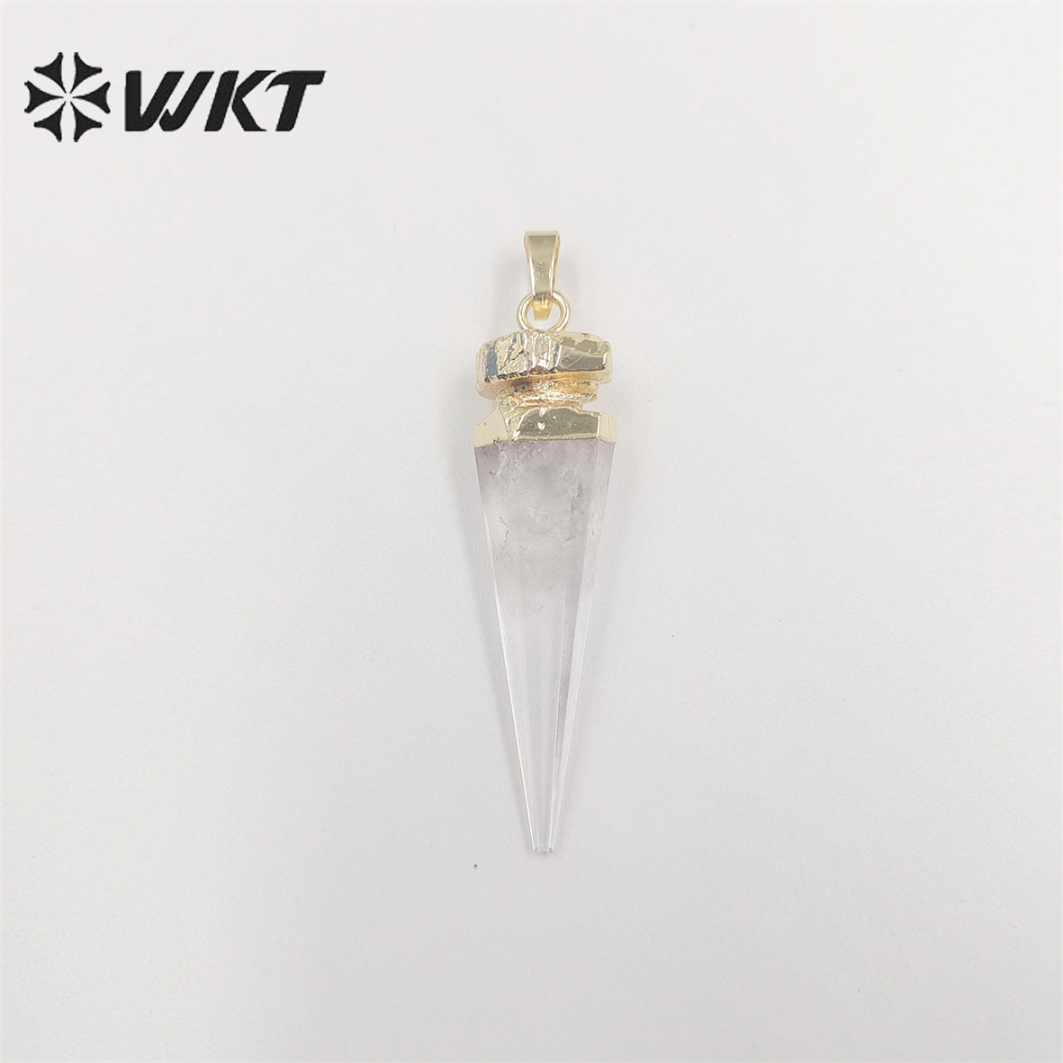 WT-P1850 Wholesale Fashion Energy Crystal Quartz Point Pendant Natural Clear Crystal Stone Jewelry Pendants Long Bullet Pendant
