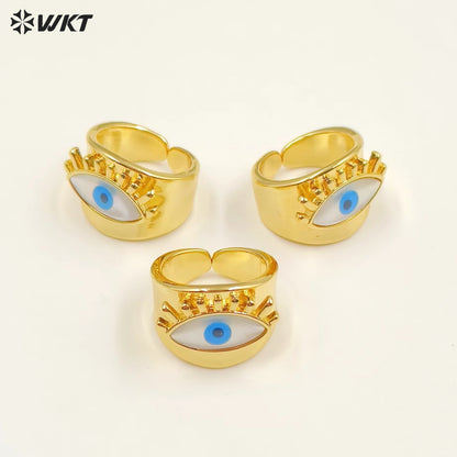 WT-MPR064 Freshwater Shell Devil Eye Stravagante 18k Gold Plating Trendy Ring Lovely Women Natural Pearl Boho Ring for Gift