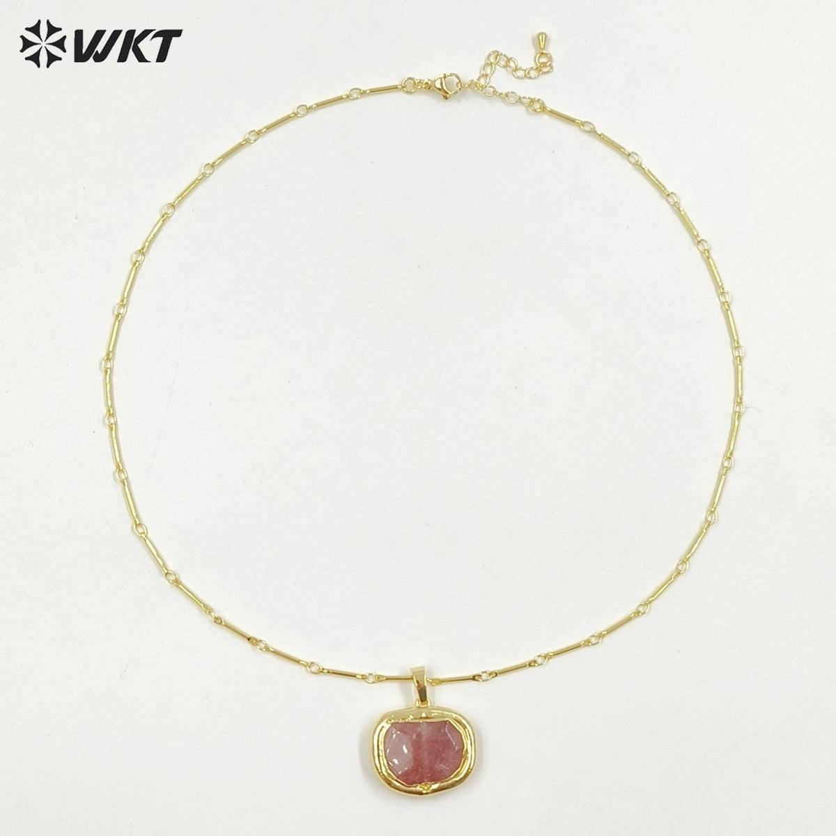 WT-N1184 Newest Natural Amethyst Pendant Necklace Amazonite Pendant Necklace Women Stylish Natural Strawberry Quartz Necklace