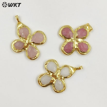 WT-P2055 Popular Sale 18K Gold Plated Tiger Eye Natural Gemstones Cross Pendants For Trendy Necklace Making Accessories