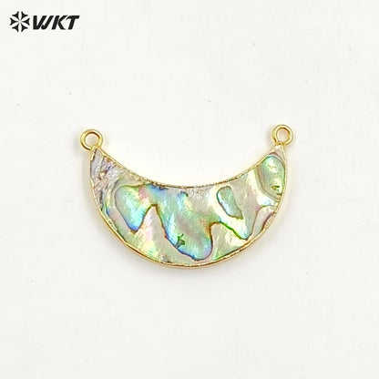 WT-JP304 European and American Style 18k Golg Plated Abalone Crescent Pendant for Bracelet Necklace Natural Shell Pendant