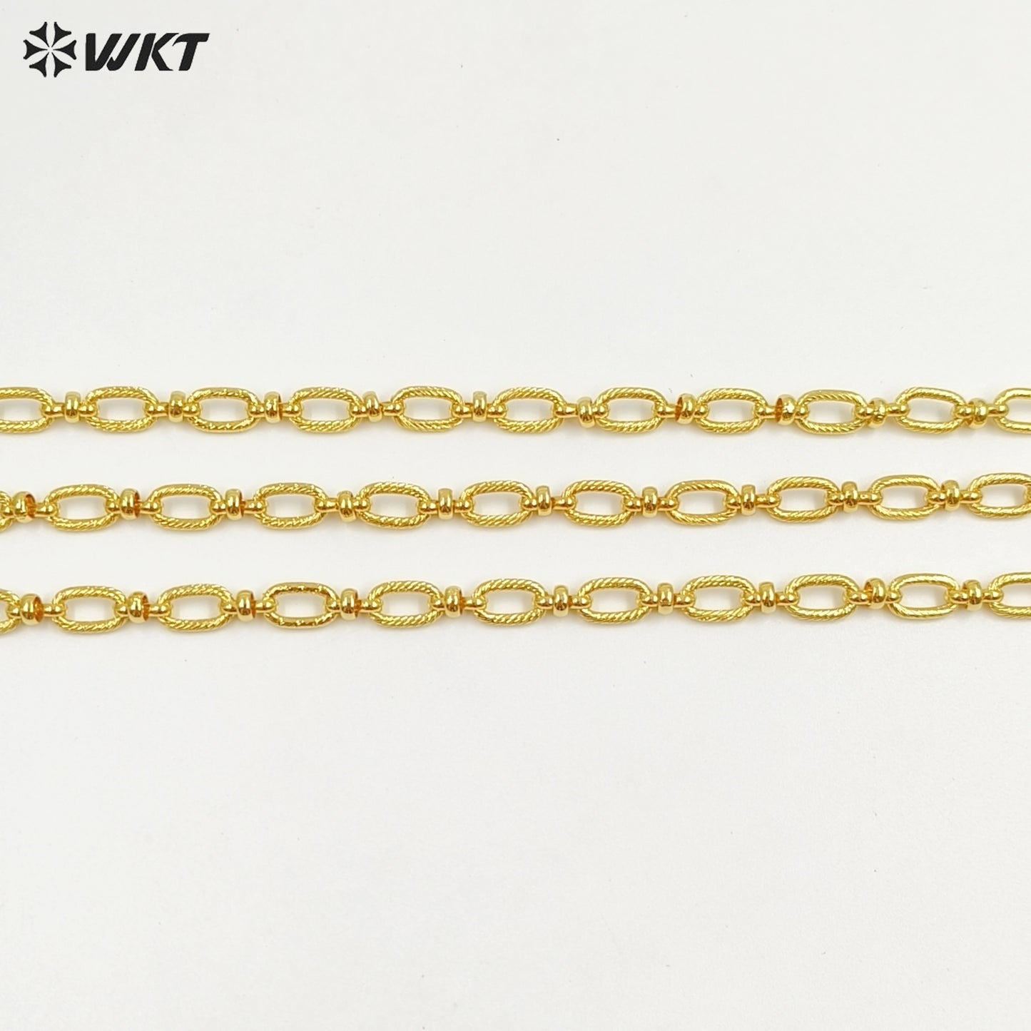 WT-BC258 New Styles 18k Real Gold Plated Yellow Brass Chain Resist Tarnished Hammer Pattern Big Metal Chain for Necklace Design