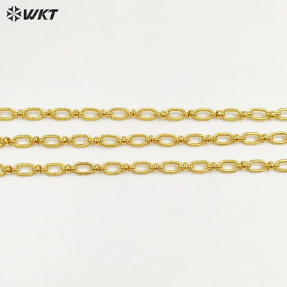 WT-BC258 New Styles 18k Real Gold Plated Yellow Brass Chain Resist Tarnished Hammer Pattern Big Metal Chain for Necklace Design
