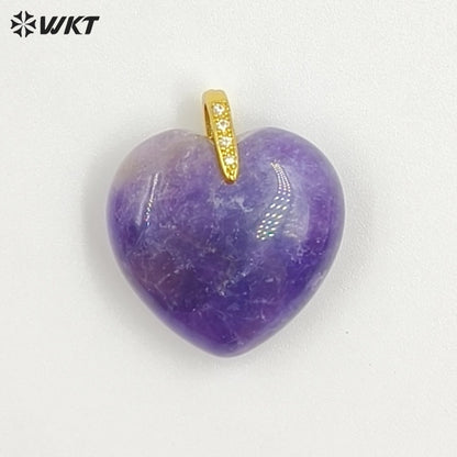 WT-P2125 Gorgeous Fashion Colorful Natural Gemstones Heart Shape Gold Pendants For Female Romantic Necklace Making Design