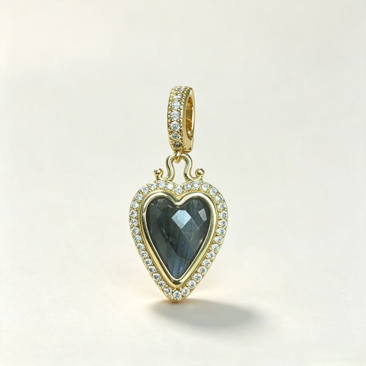 WT-MP335 Wonderful Romantic 18K Gold Plated Zircon And Natural Gemstone Heart Shape Little Pendants For Earrings Necklace Making
