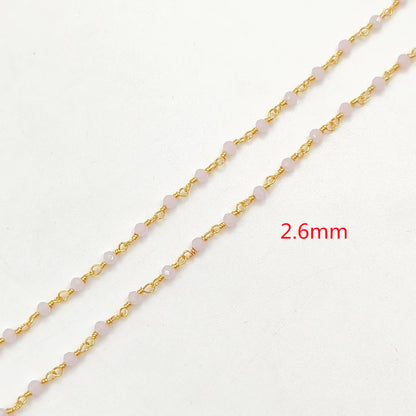 WT-BFN042 Wholesale 3mm Faceted Natural Gemstone Beads Necklace 16inch Long Resist Tarnishable Chain Necklace in 18k Gold Plated