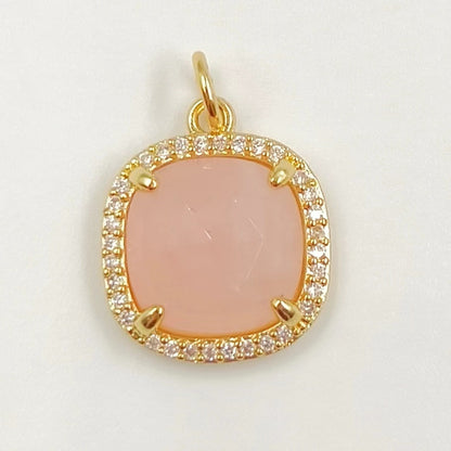 WT-MP268 Newest Vintage Style Ball Shaped Cubic Zircon Stone for Bracelet Design Women Gold Bezel Square Shaped Pendant