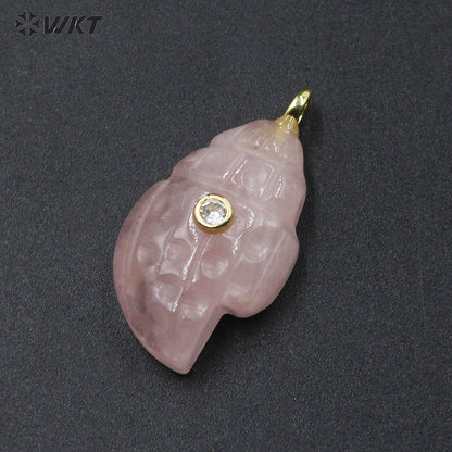 WT-P2122 Popular Lovely Style Natural Gemstones And Zircon Conch Shape Pendants For Handmade Earrings DIY Accessories