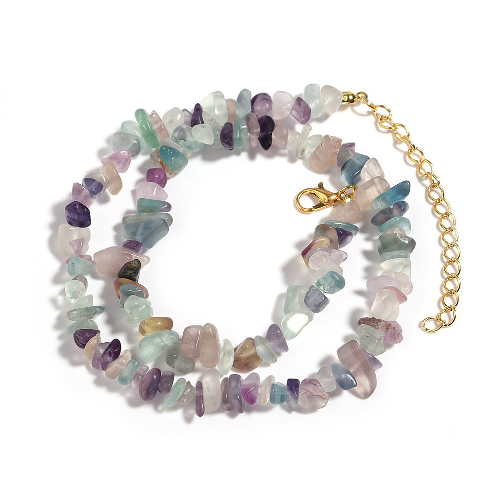 WT-N1438 45cm+5cm Extend Chain Long Gemstone Casual Long Statement Necklace Natural Chips Stone Necklace