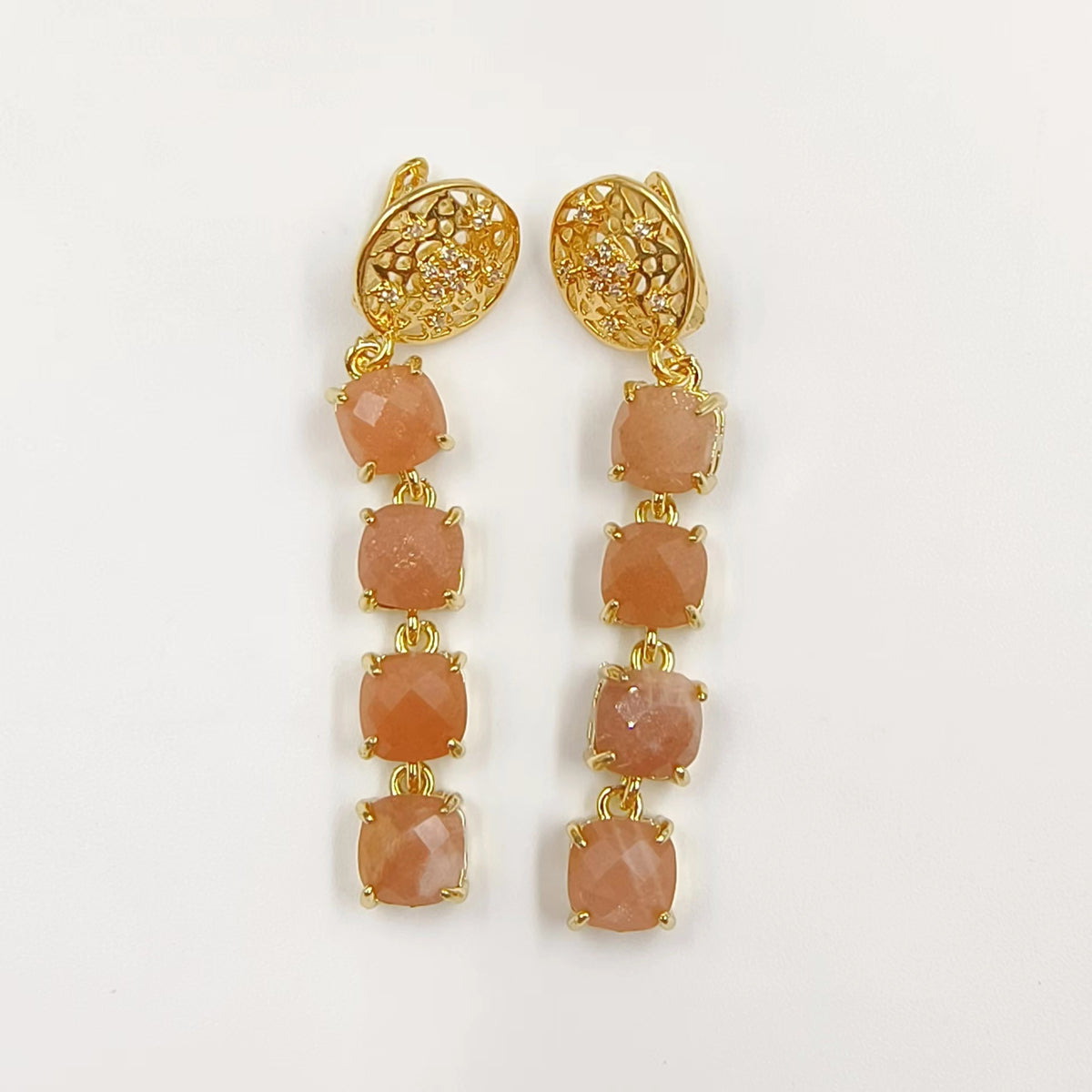 WT-E737 Amazing Colorful Elegant Natural Gemstone Long Charming Earrings Women Pendant Earrings