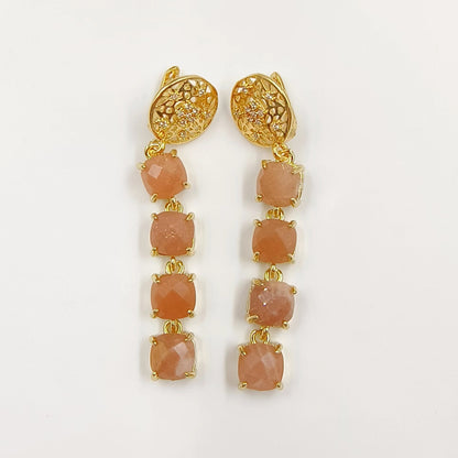 WT-E737 Amazing Colorful Elegant Natural Gemstone Long Charming Earrings Women Pendant Earrings