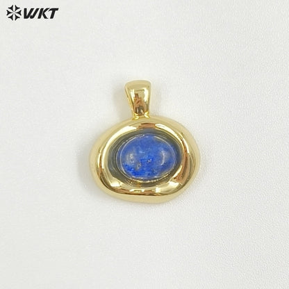WT-P2030 High Quality 18K Gold Electroplated Tiger Eye Natural Gemstones Cute Little Round Pendant For Earrings Necklace DIY
