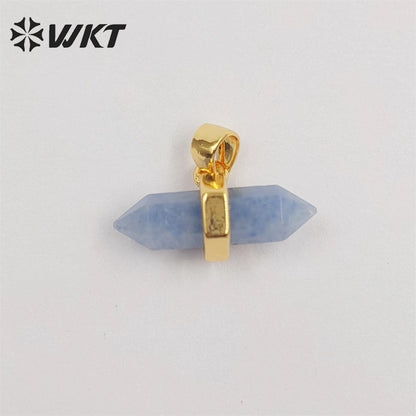 WT-P1902 Wholesale New Delicate Precious Gemstone Double Point Stone Charms Energy Healing Quartz Point Pendant
