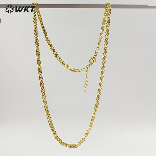 WT-JFN71 Minimalism Style 17Inch Gold Electroplated Yellow Brass Metal Chain Necklace For Unisex Matching Pendant Wearing
