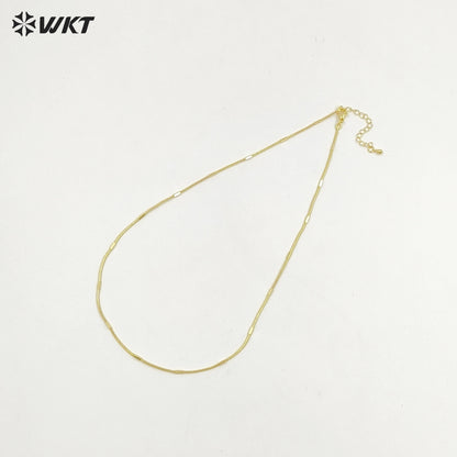 WT-JFN42 New Design Fashion 18k Real Gold Plated Brass Cube Snake Chain for Pendant Match
