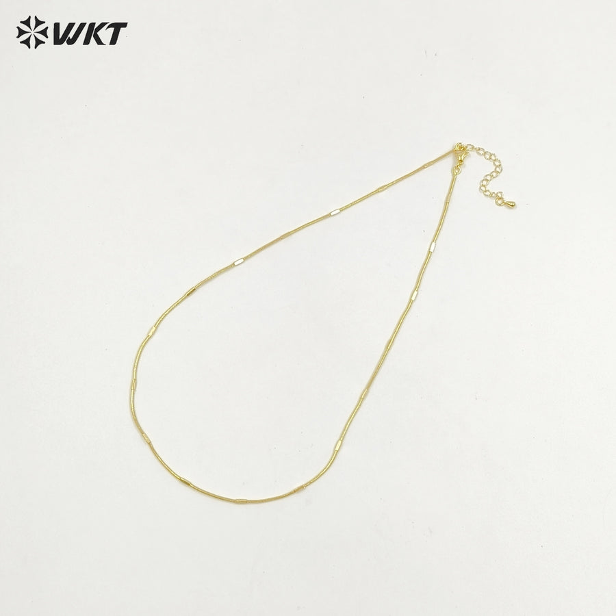 WT-JFN42 New Design Fashion 18k Real Gold Plated Brass Cube Snake Chain for Pendant Match