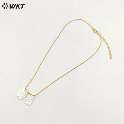 WT-JN285 New Design Wholesale Religious 18K Gold Plated Blessing Square Necklace for Unisex As Anniversary Gift