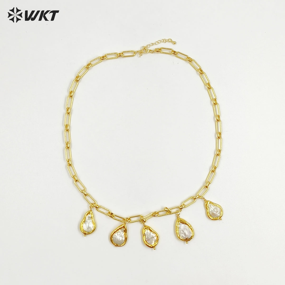 WT-JN325 Wholesale Handmade Precious Design 5 Drop Natural Pearl Dangling Statement Women Necklace