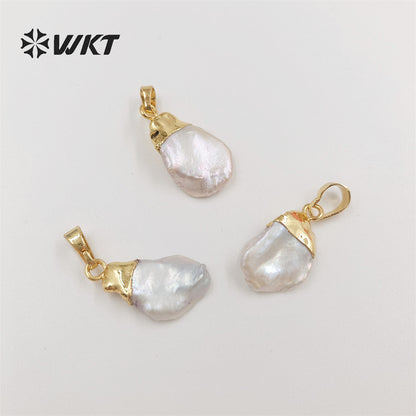 WT-JP308 Randomly Shape Fashion Gold Top Natural Freshwater Pearl Pendants Small Size Pearl Charms Baroque Pendant