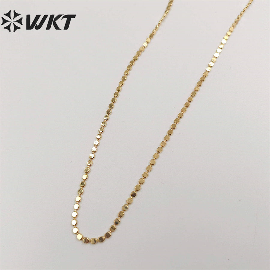 WT-BFN058 Unique Korea Handmade Brass Chain with 18k Real Gold Plated Resist Tarnishale Beads Metal Chain Necklace Jewelry Chain