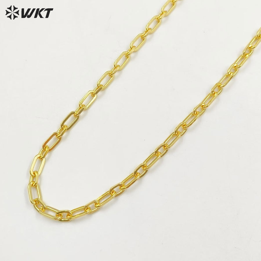 WT-BC233 18K Gold Plated Paper Clip Chain Fashion Big Square Cross Chain Jewelry Findings for DIY Making