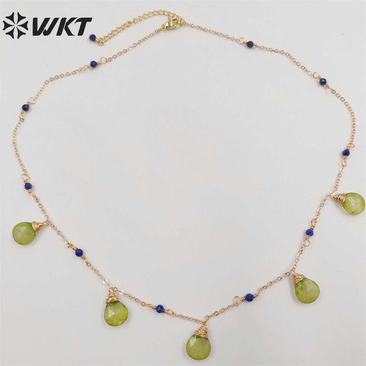 WT-N1383 Wholesale Fashion Gold Plated Dangle Charm Water Drop Necklace Elegant Lady Office Trendy Natural Stone Charm Necklace