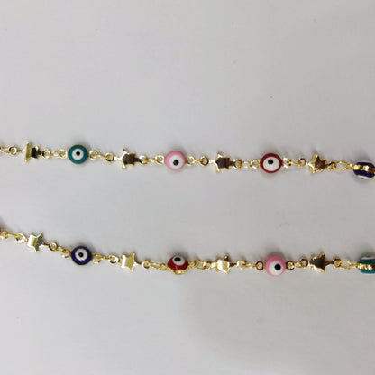 WT-RBC172 Wholesale Round Drop Oil Resin Colorful Evil Eye Jewelry Chain Charming Turkey Eye Jewelry Findings Chain