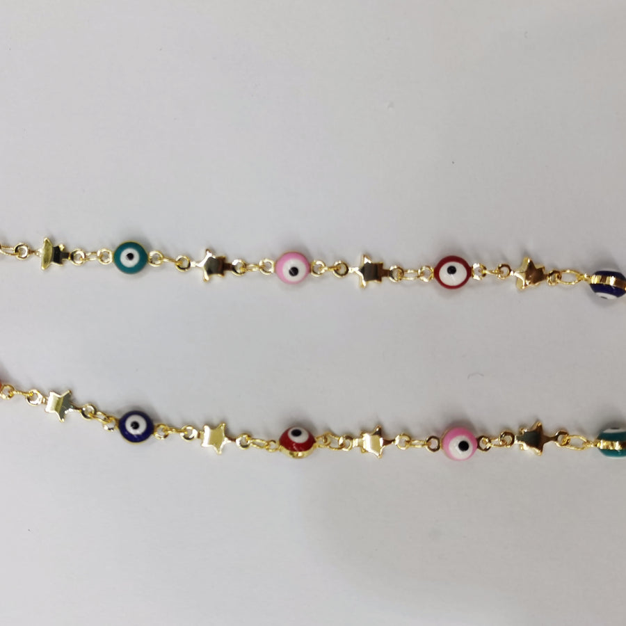 WT-RBC172 Wholesale Round Drop Oil Resin Colorful Evil Eye Jewelry Chain Charming Turkey Eye Jewelry Findings Chain