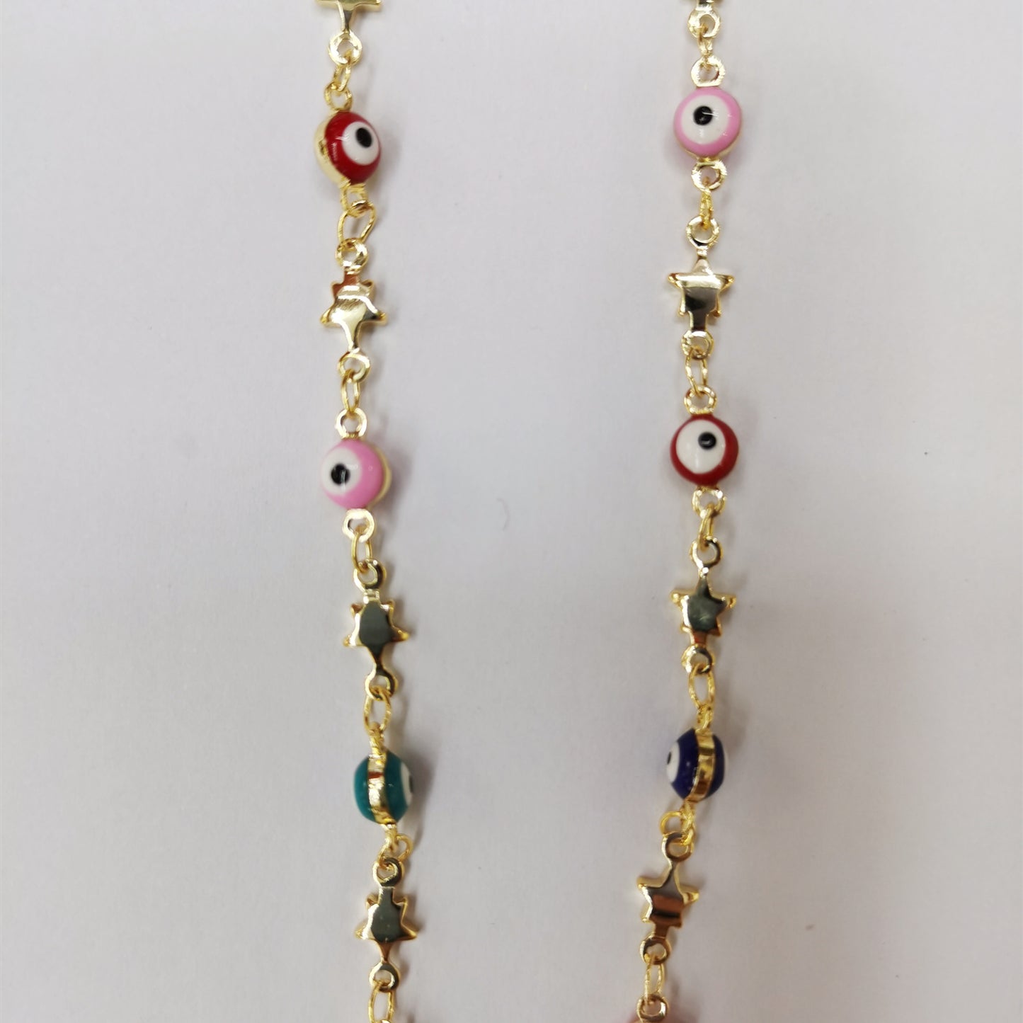 WT-RBC172 Wholesale Round Drop Oil Resin Colorful Evil Eye Jewelry Chain Charming Turkey Eye Jewelry Findings Chain