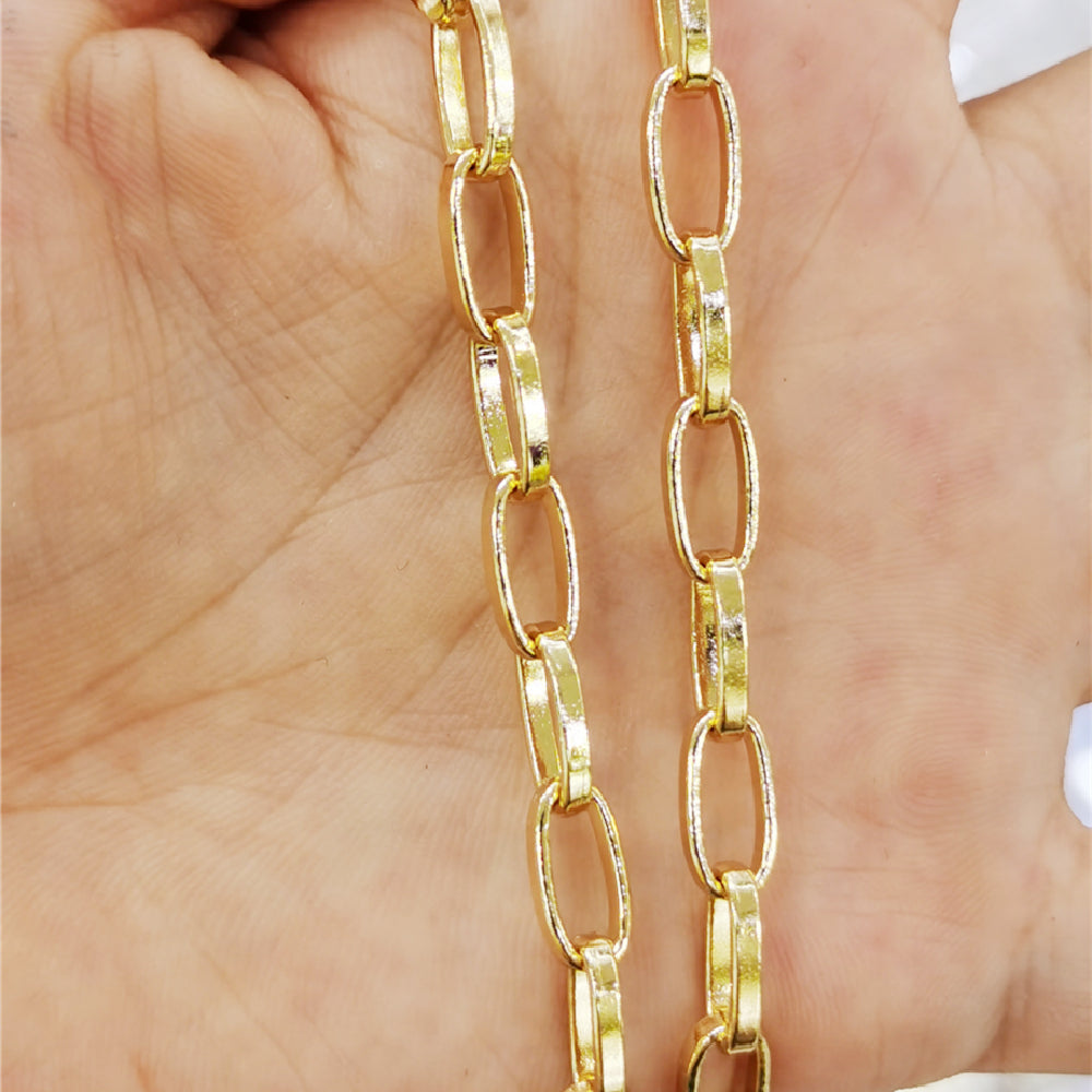 WT-BC150 Gold Electroplated Link Necklace Chain Jewelry Women Vintage Circle Chain for Choker Necklaces Hand Make Brass Chain