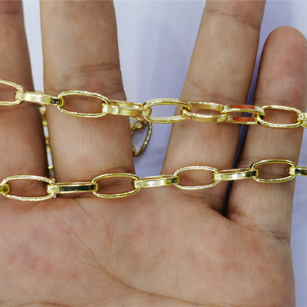 WT-BC150 Gold Electroplated Link Necklace Chain Jewelry Women Vintage Circle Chain for Choker Necklaces Hand Make Brass Chain