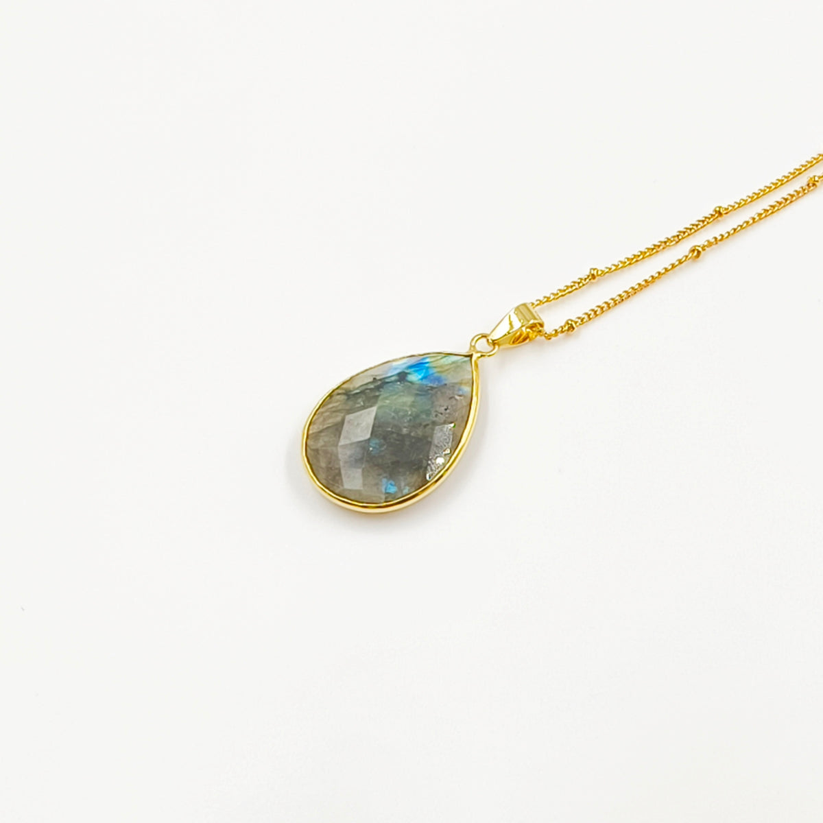 WT-N1418 Amazing INS Hot Natural Stone Made Drop Gemstone Necklace Women Precious Teardrop Stone Necklace