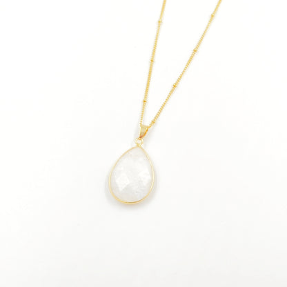 WT-N1418 Amazing INS Hot Natural Stone Made Drop Gemstone Necklace Women Precious Teardrop Stone Necklace