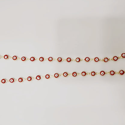 WT-RBC173 WKT New Red Evil Eye Hot Sales Jewelry DIY Chain for Necklace and Bracelet Design Chain for Women Fashion Eye Chain