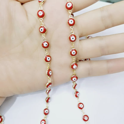 WT-RBC173 WKT New Red Evil Eye Hot Sales Jewelry DIY Chain for Necklace and Bracelet Design Chain for Women Fashion Eye Chain