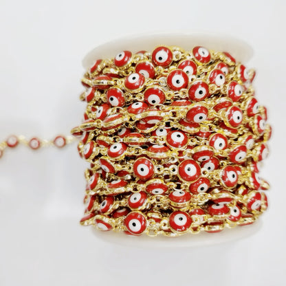 WT-RBC173 WKT New Red Evil Eye Hot Sales Jewelry DIY Chain for Necklace and Bracelet Design Chain for Women Fashion Eye Chain