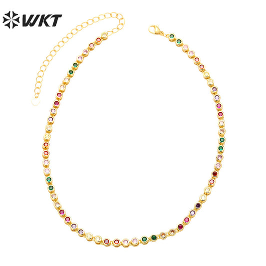 WT-BFN056 European Hip-hop Necklaces Female Fashion Brand Personality Copper-encrusted Zircon Chain Accessories Choker Necklace