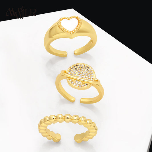 WKT-MVR045 High Quality Creative and Personalized Planet Ring for Female Niche Design Simple and Fashionable Ring Opening