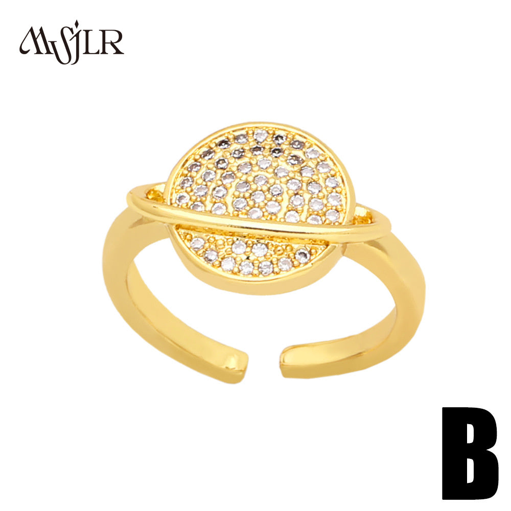 WKT-MVR045 High Quality Creative and Personalized Planet Ring for Female Niche Design Simple and Fashionable Ring Opening