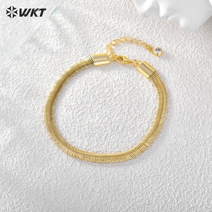 WT-B648 Wholesale Most Fashion 18K Real Gold Plated Snake Chain Bracelet With Extend Simple Office Style